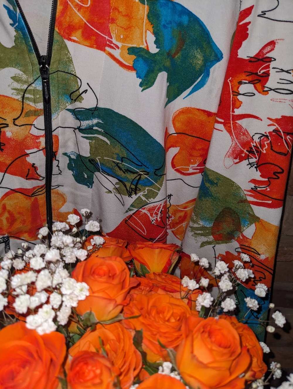 Chico's Colorful Abstract Fish Zip Jacket - Picture 7 of 9